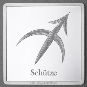 Silberbarren 1oz "Sternzeichen Schütze" Gravurbarren quadratisch - Hauptansicht