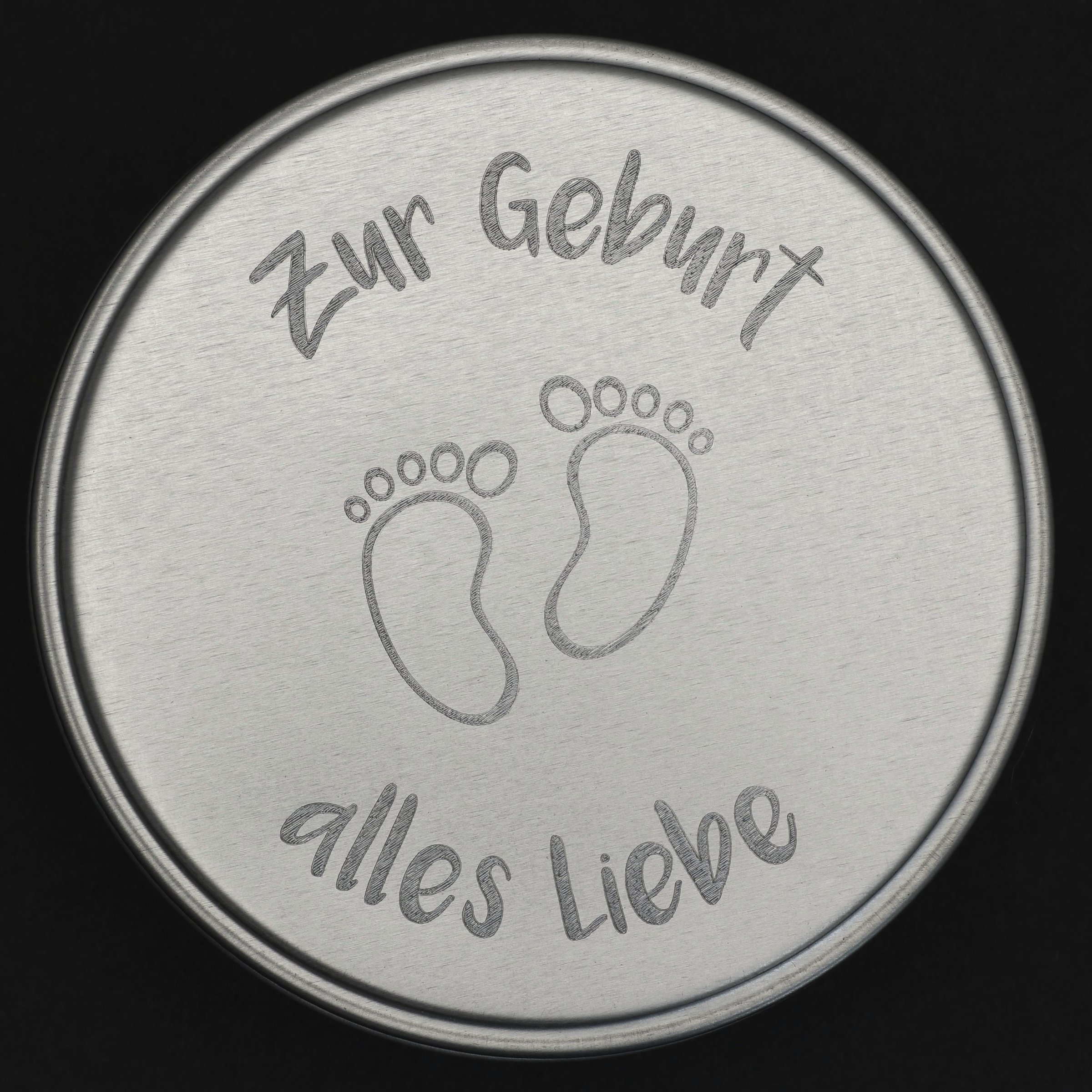 Geschenk-Box "Zur Geburt" (rund, Ø: ca. 8 cm) - Detailansicht 1