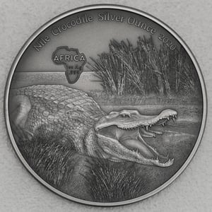 Silbermünze 1oz "Krokodil" 2020 (AF) Africa Silver Ounce (Ghana) - Miniaturansicht 1