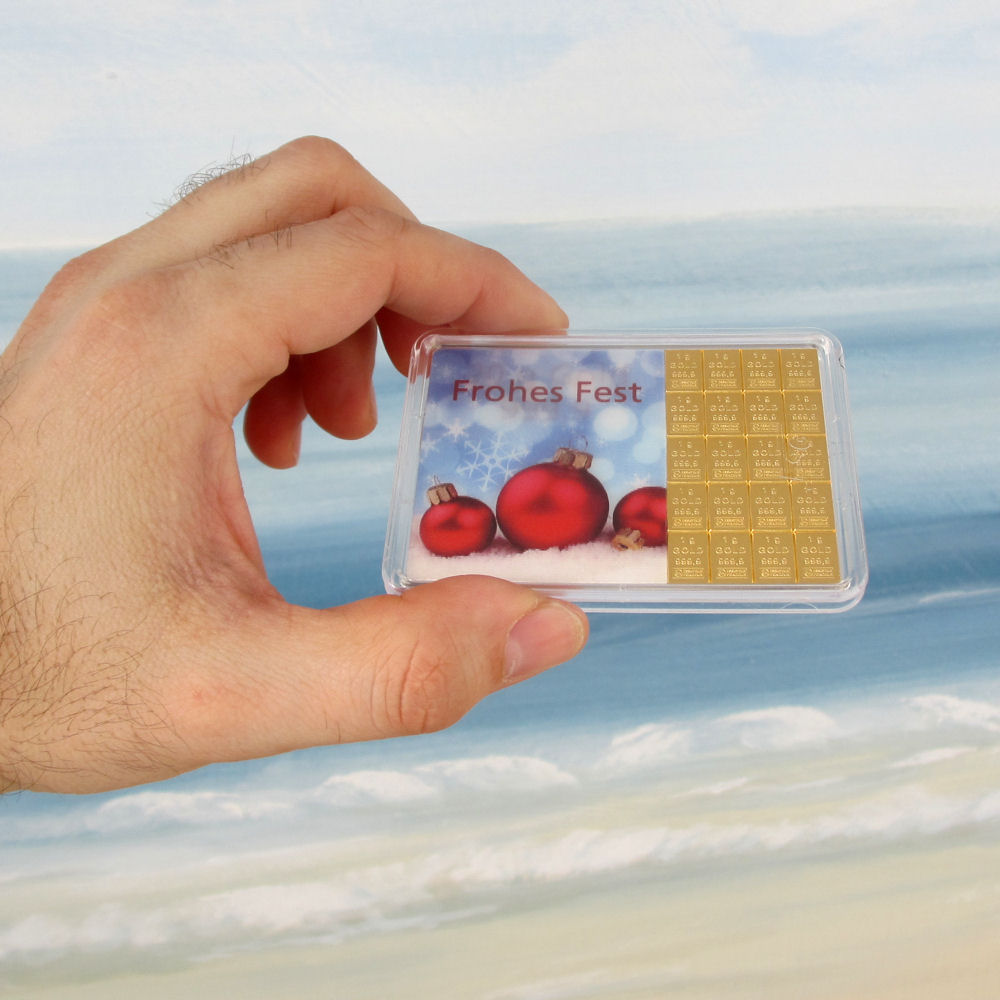 Goldbarren 20g "Frohes Fest" (Flip) - Detailansicht 1