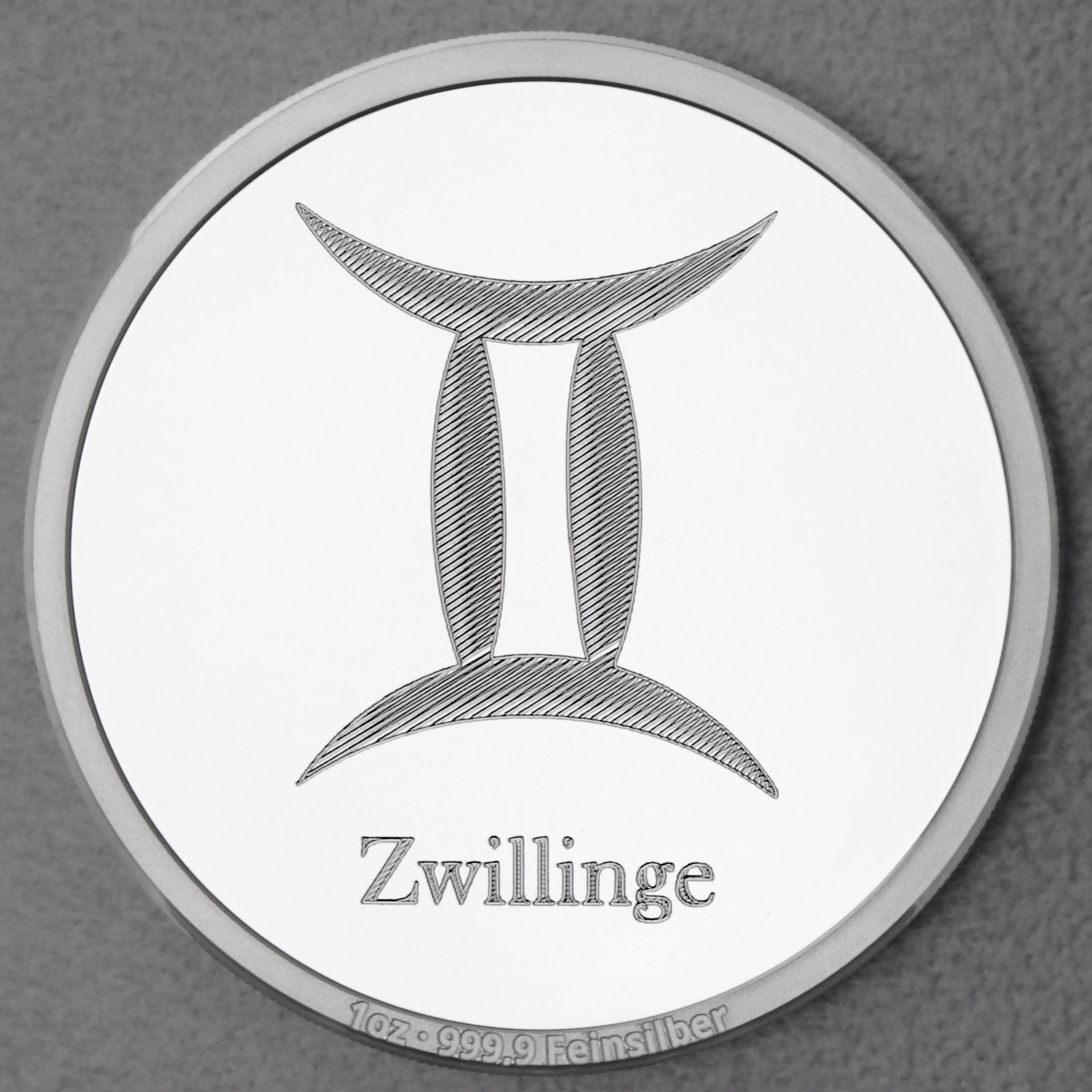 Silbermedaille 1oz "Sternzeichen Zwillinge" Gravurmedaille - Hauptansicht