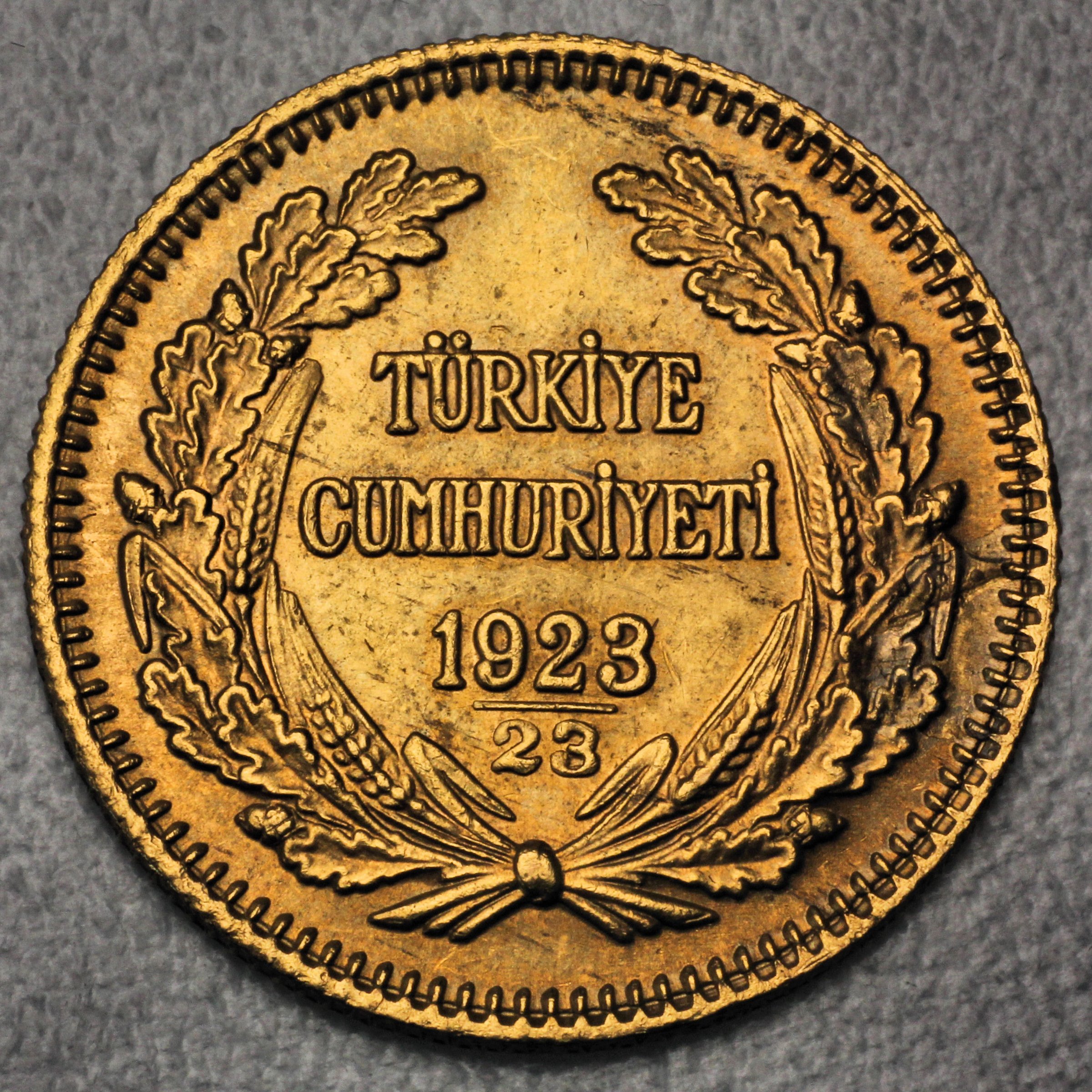 Goldmünze 50x "100 Piaster Atatürk" Tube (Türkei) - Detailansicht 2
