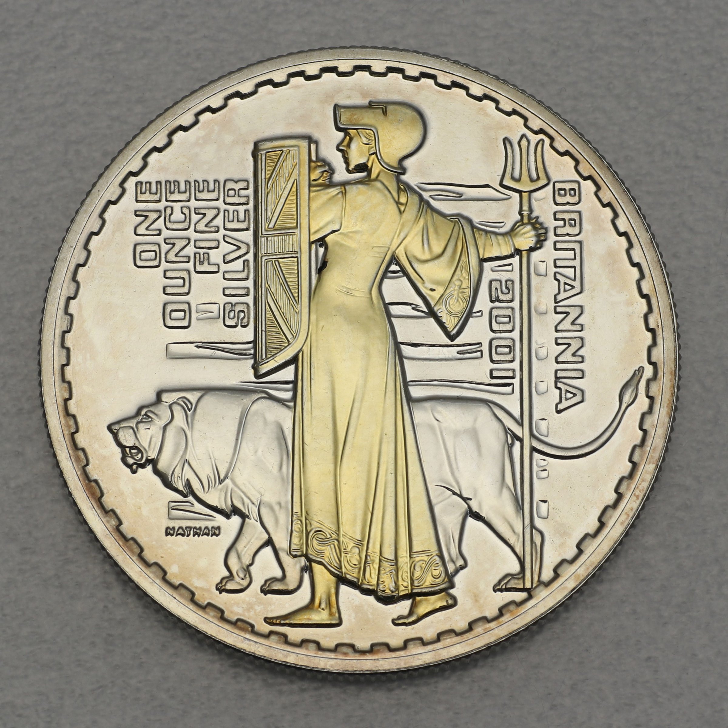 Silbermünze 1oz "Britannia" 2001 (vergoldet) (Großbritannien) - Hauptansicht