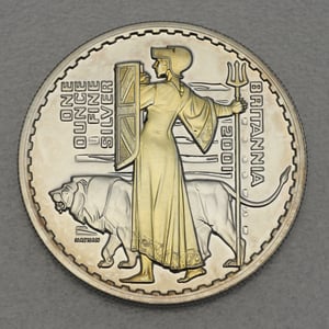 Silbermünze 1oz "Britannia" 2001 (vergoldet) (Großbritannien) - Hauptansicht