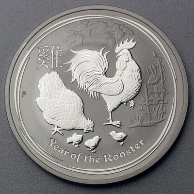 Silbermünze 1oz "Hahn" 2017 Lunar II – Year of the Rooster (Australien) - Miniaturansicht 1