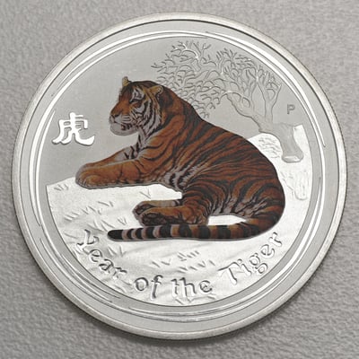 Silbermünze 5oz "Tiger" 2010 (koloriert) Lunar II – Year of the Tiger (Australien) - Hauptansicht