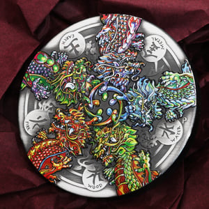 Silbermünze 5oz "Dragon and the Five Elements" 2024 (AF/koloriert) (Tuvalu) - Miniaturansicht 5