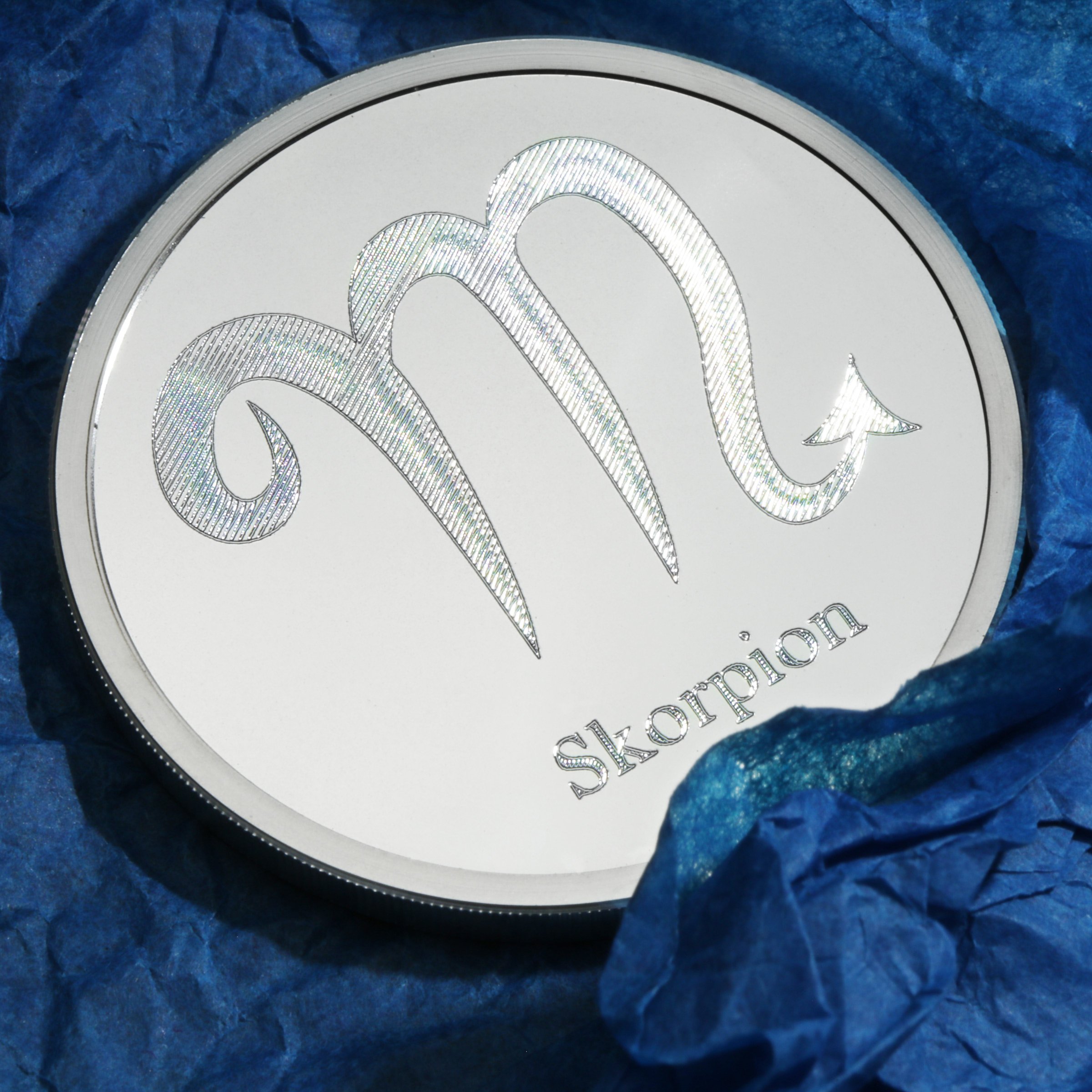 Silbermedaille 1oz "Sternzeichen Skorpion" Gravurmedaille - Detailansicht 5