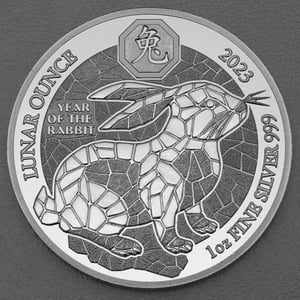 Silbermünze 1oz "Hase" 2023 (PP) Lunar Ounce 19% (Ruanda) - Hauptansicht