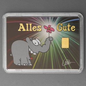 Goldbarren 1g "Ottifant - Alles Gute" (Motivbox) - Hauptansicht