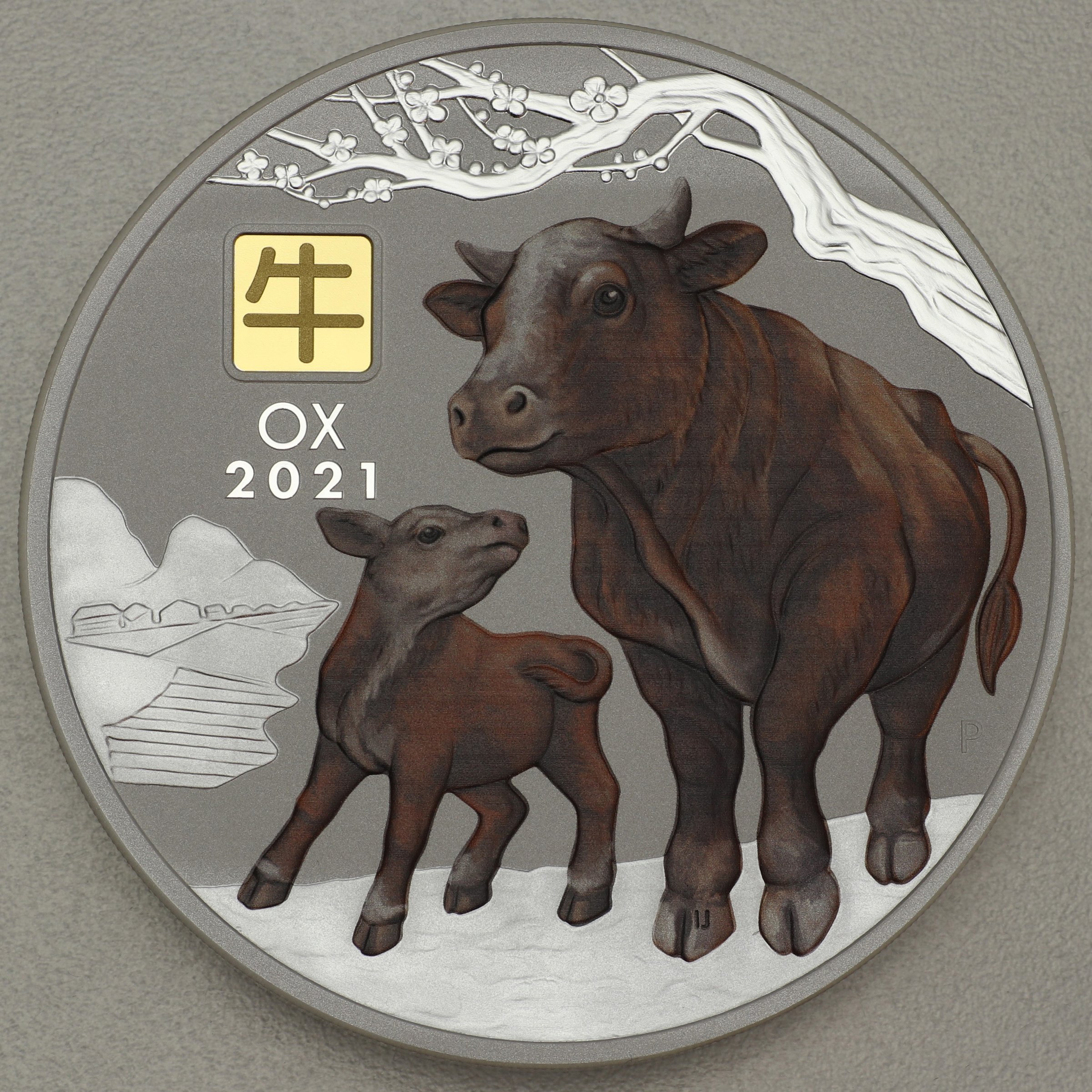Silbermünze 1kg "Ochse" 2021 (koloriert) Privy Mark – Lunar III (Australien) - Hauptansicht