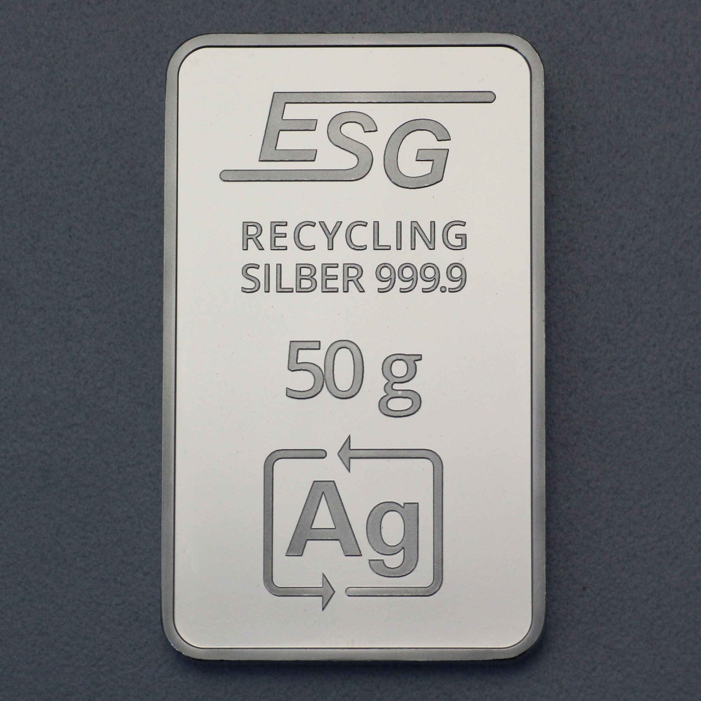 Silberbarren 50g ESG geprägt gravierbar Recyclingsilber - Hauptansicht