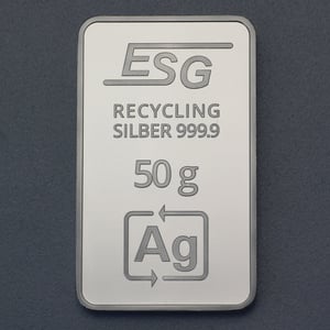 Silberbarren 50g ESG geprägt gravierbar Recyclingsilber - Hauptansicht