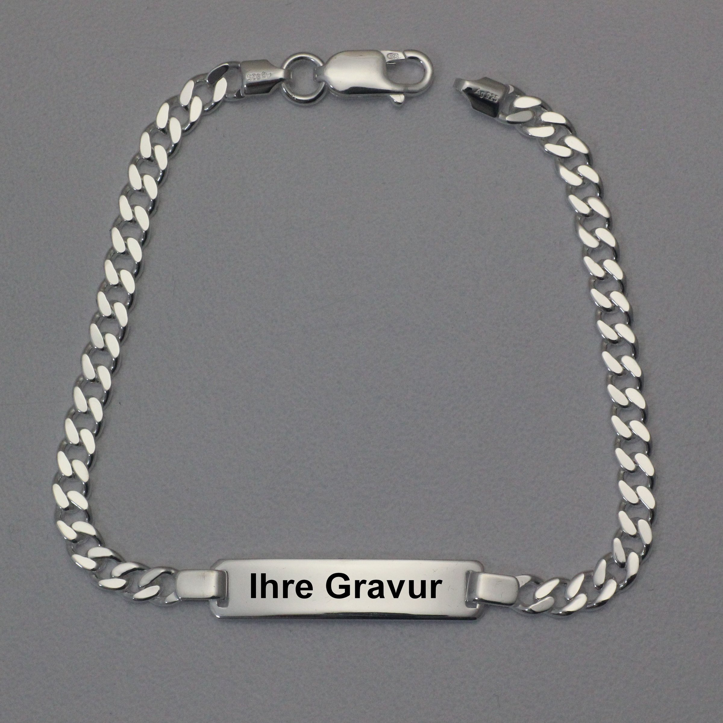 Silberarmband 925er/21 cm "Panzer-Form",gravierb. - Detailansicht 1