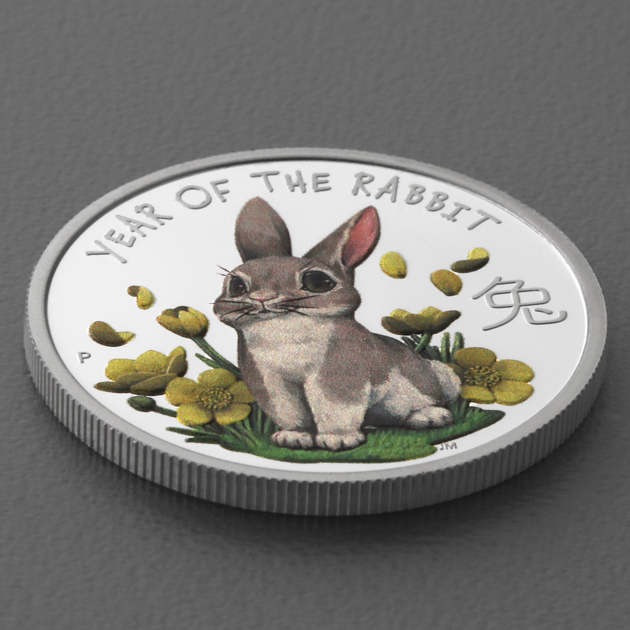 Silbermünze 1/2oz "Hase" 2023 (PP/koloriert) Lunar Baby (Tuvalu) - Detailansicht 2