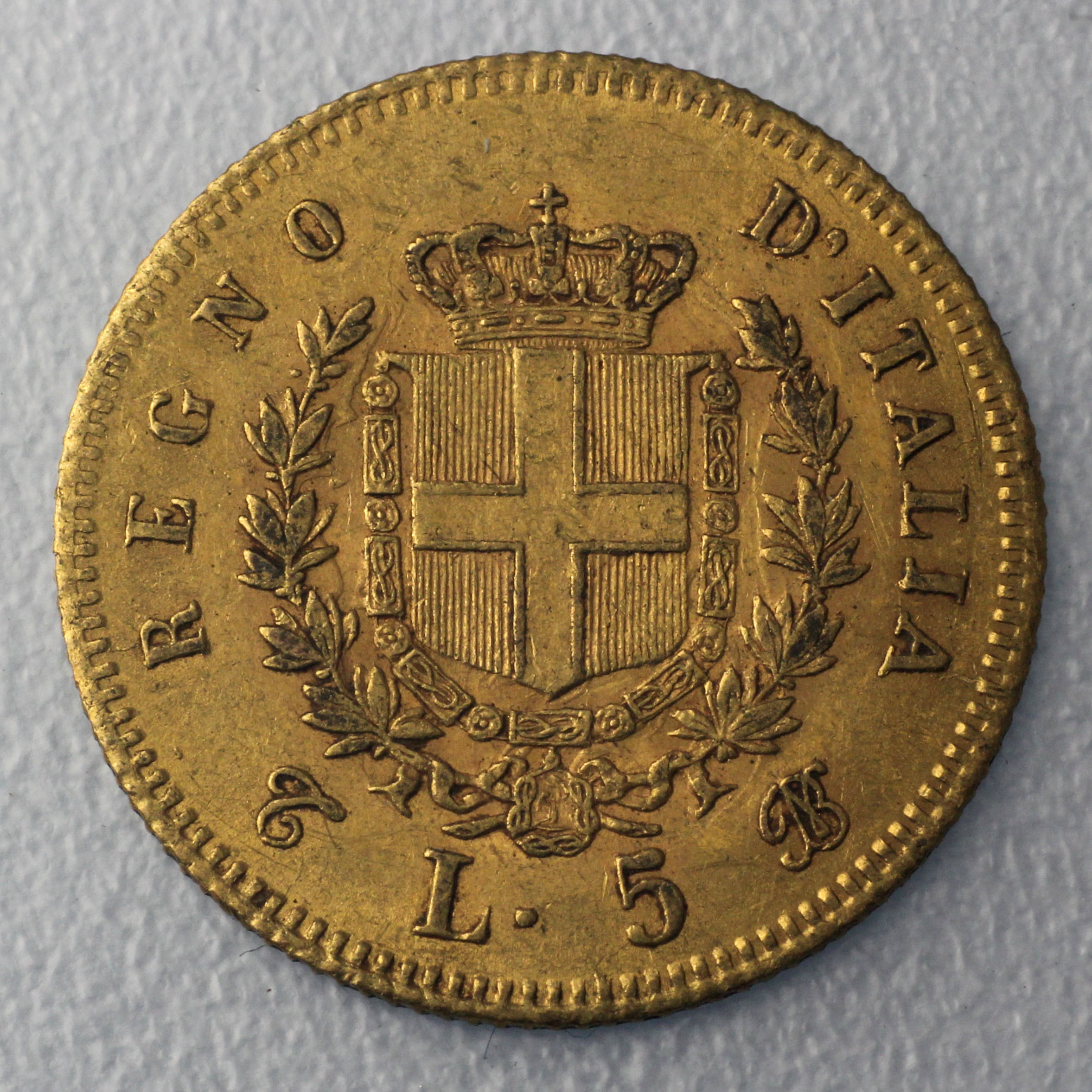 Goldmünze 5 Lire "Vittorio Emanuele II." (Italien) - Detailansicht 1