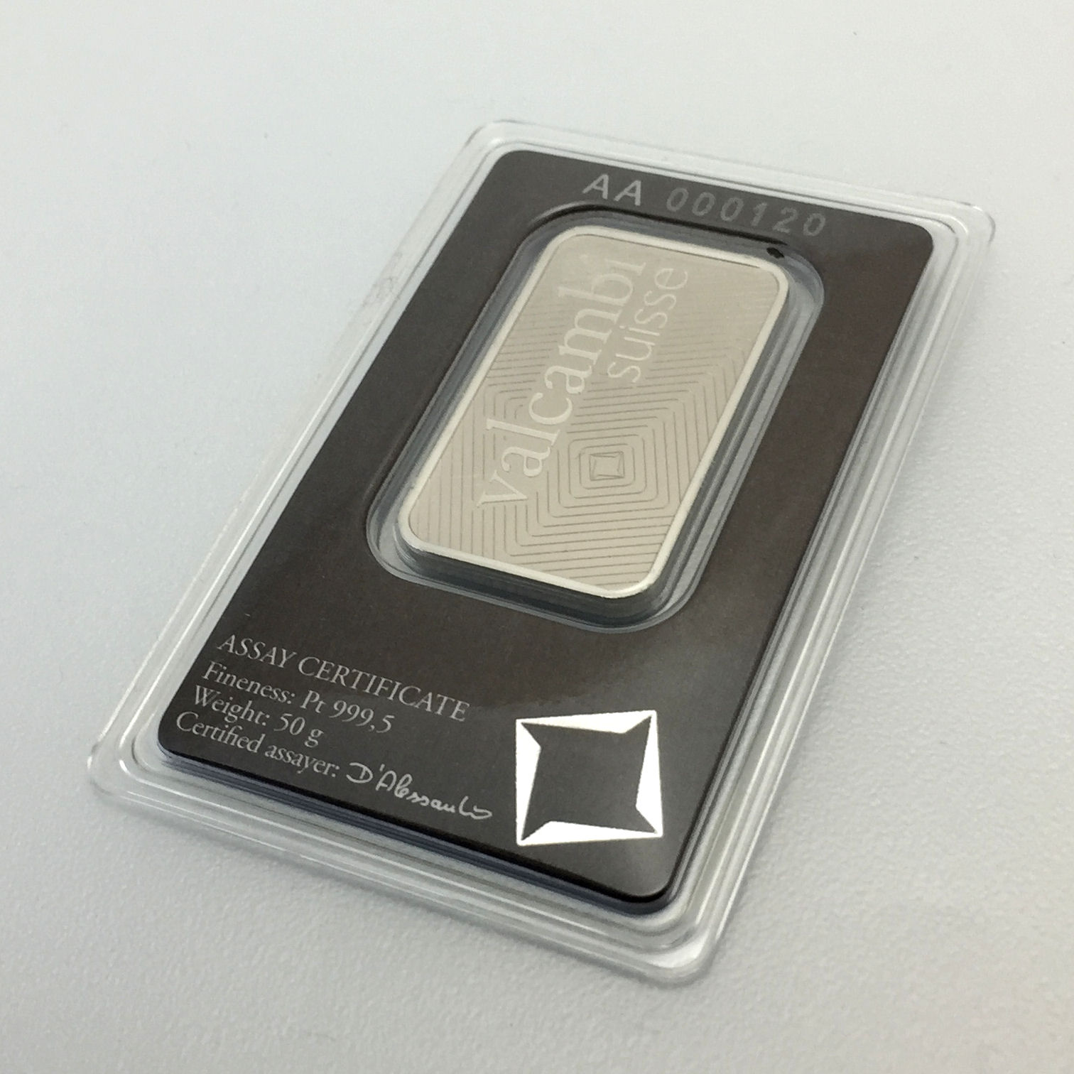 Platinbarren 50g VALCAMBI (Pt) - Detailansicht 2