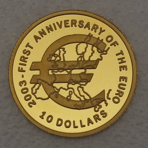 Goldmünze 1/25oz "Anniversary of the Euro" 2003 (Nauru) - Hauptansicht