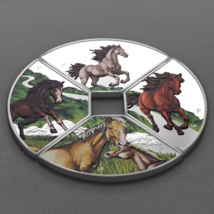Silbermünzen 4 x 1oz "Pferd" 2026 (PP/koloriert) Set – 4-teilig Quadrant (Tuvalu) - Miniaturansicht 3