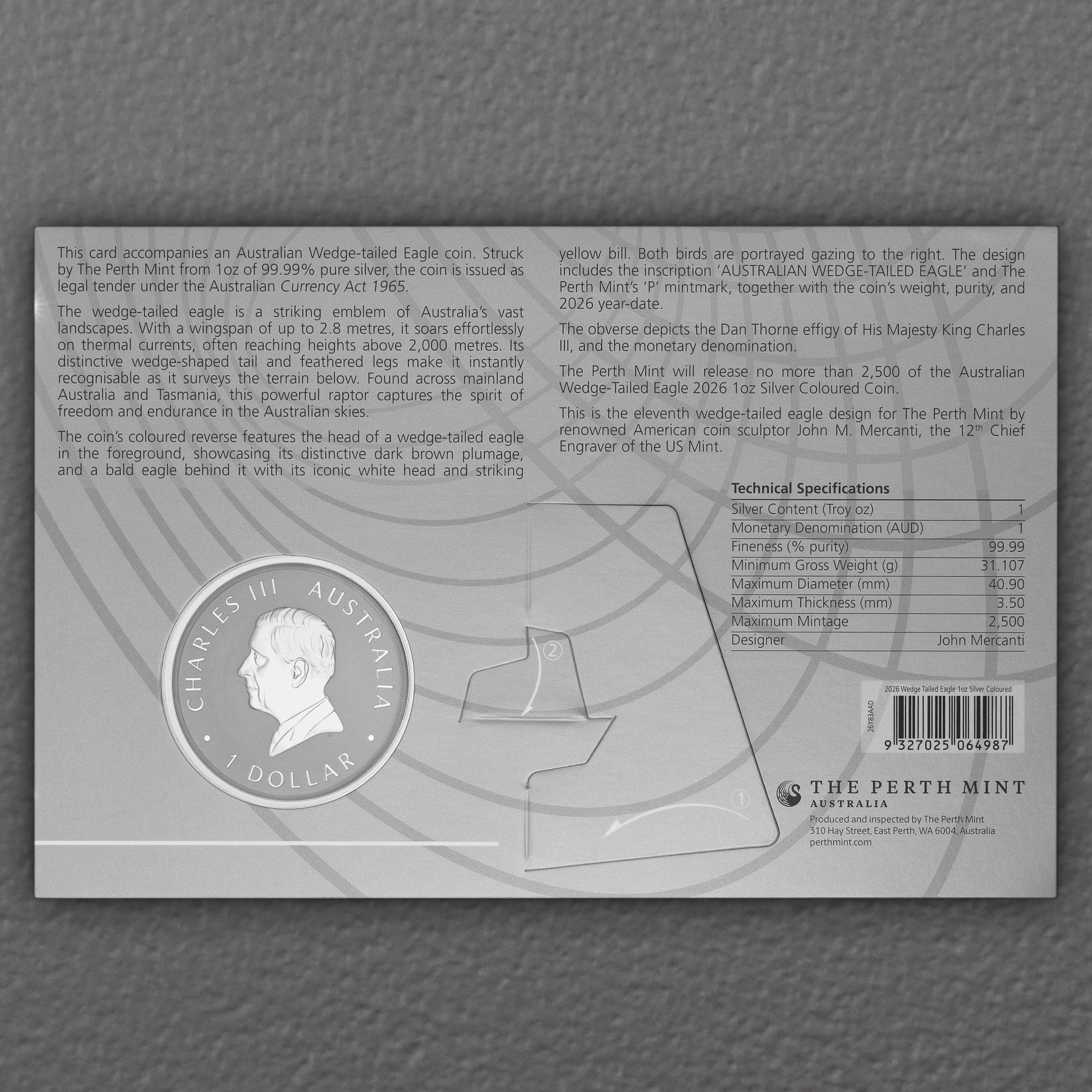 Silbermünze 1oz "Wedge-tailed Eagle" 2026 (koloriert) in Coin Card (Australien) - Detailansicht 3