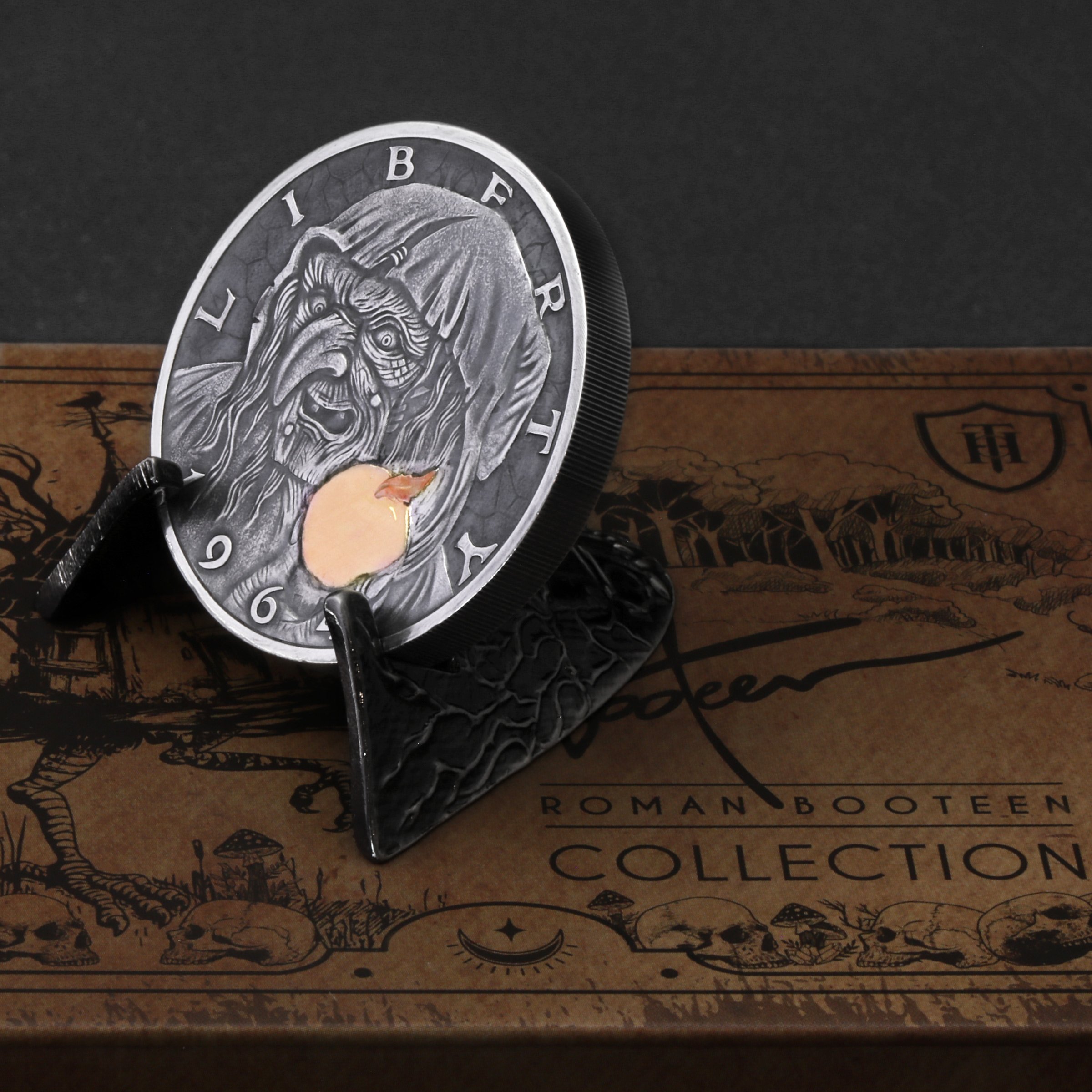 Silbermünze 2oz "The Witch" 1964 (UHR/koloriert) Roman Booteen Collection (USA) - Detailansicht 7