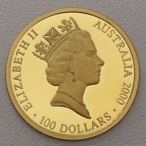 Goldmünze 100 Dollar "Läufer im Regen" 2000 Sydney Olympics (Australien) - Miniaturansicht 2