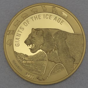 Goldmünze 1oz "Höhlenlöwe" 2022 Giants of Ice Age (Ghana) - Hauptansicht
