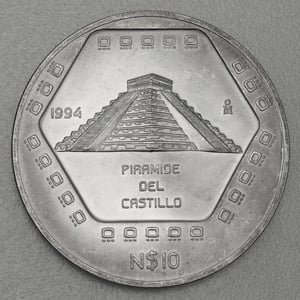 Silbermünze 5oz "Pyramide Castillo" 1994 Präkolumbische Kulturen – Maya (Mexiko) - Miniaturansicht 1