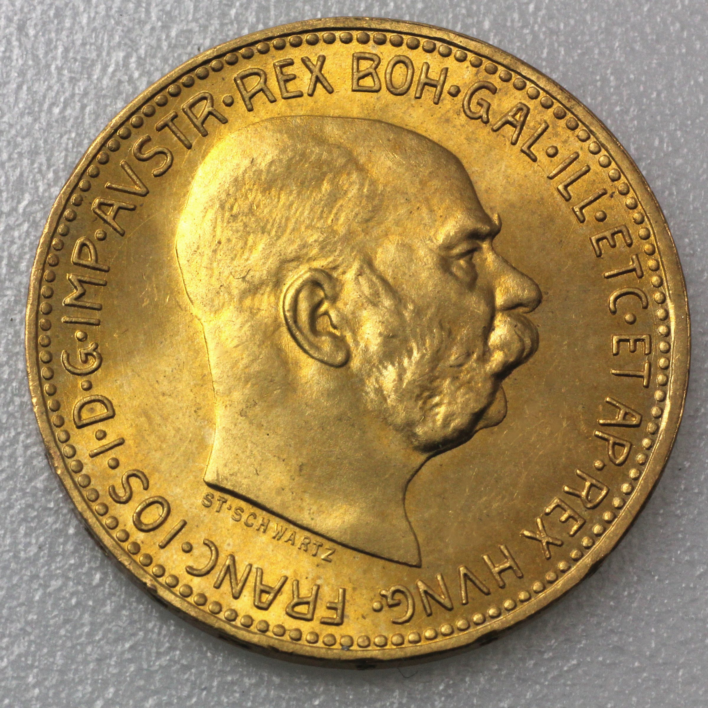 Goldmünze 20 Kronen "Franz Joseph I." 1915 Nachprägung (Österreich) - Hauptansicht