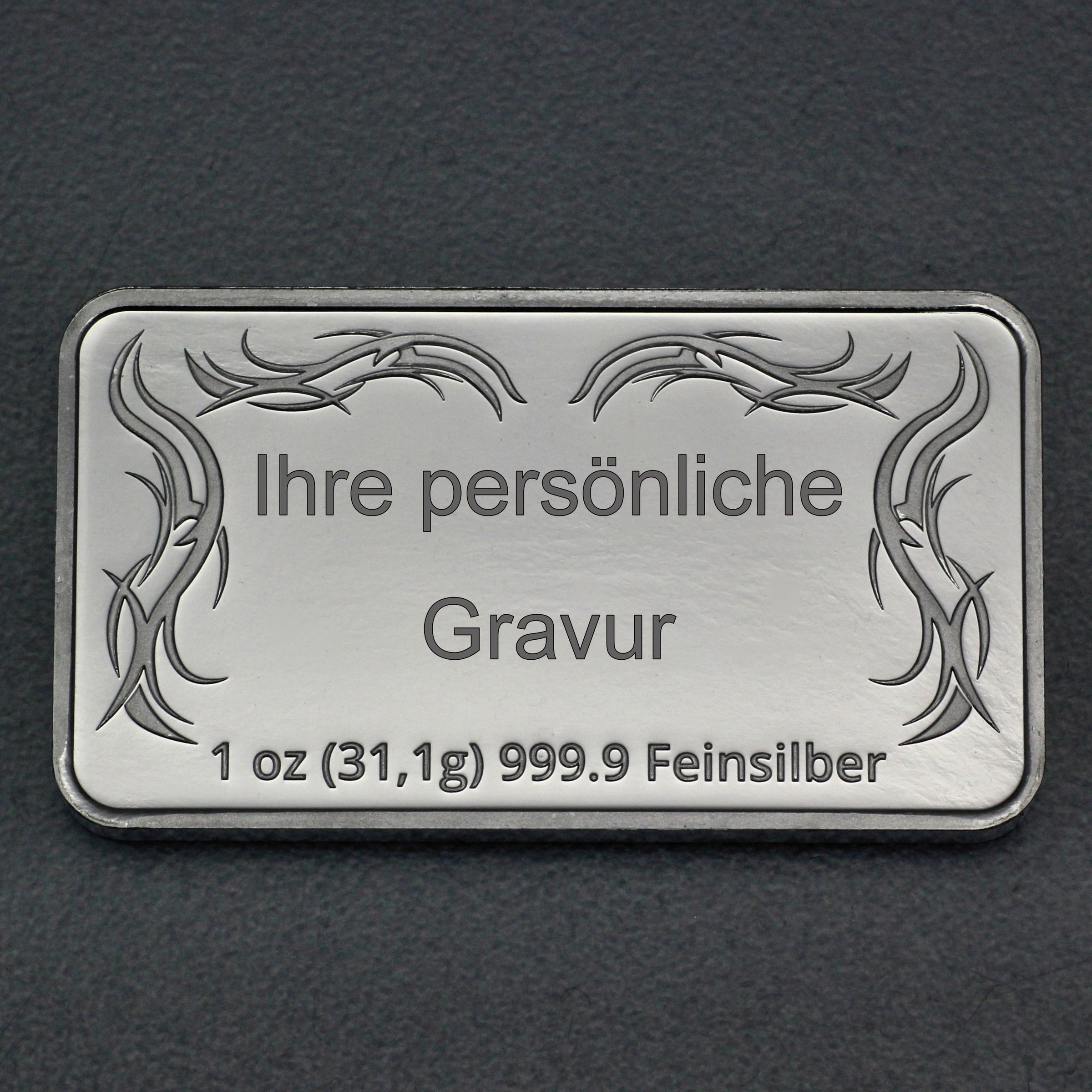 Silberbarren 1oz "Tribal" gravierbar Recyclingsilber - Hauptansicht