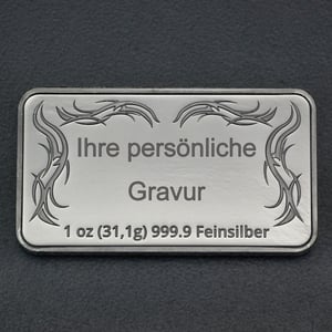 Silberbarren 1oz "Tribal" gravierbar Recyclingsilber - Hauptansicht