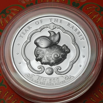 Silbermünze 1oz "Hase" 2023 (PP/HR) Lunar diff. (Bhutan) - Miniaturansicht 4