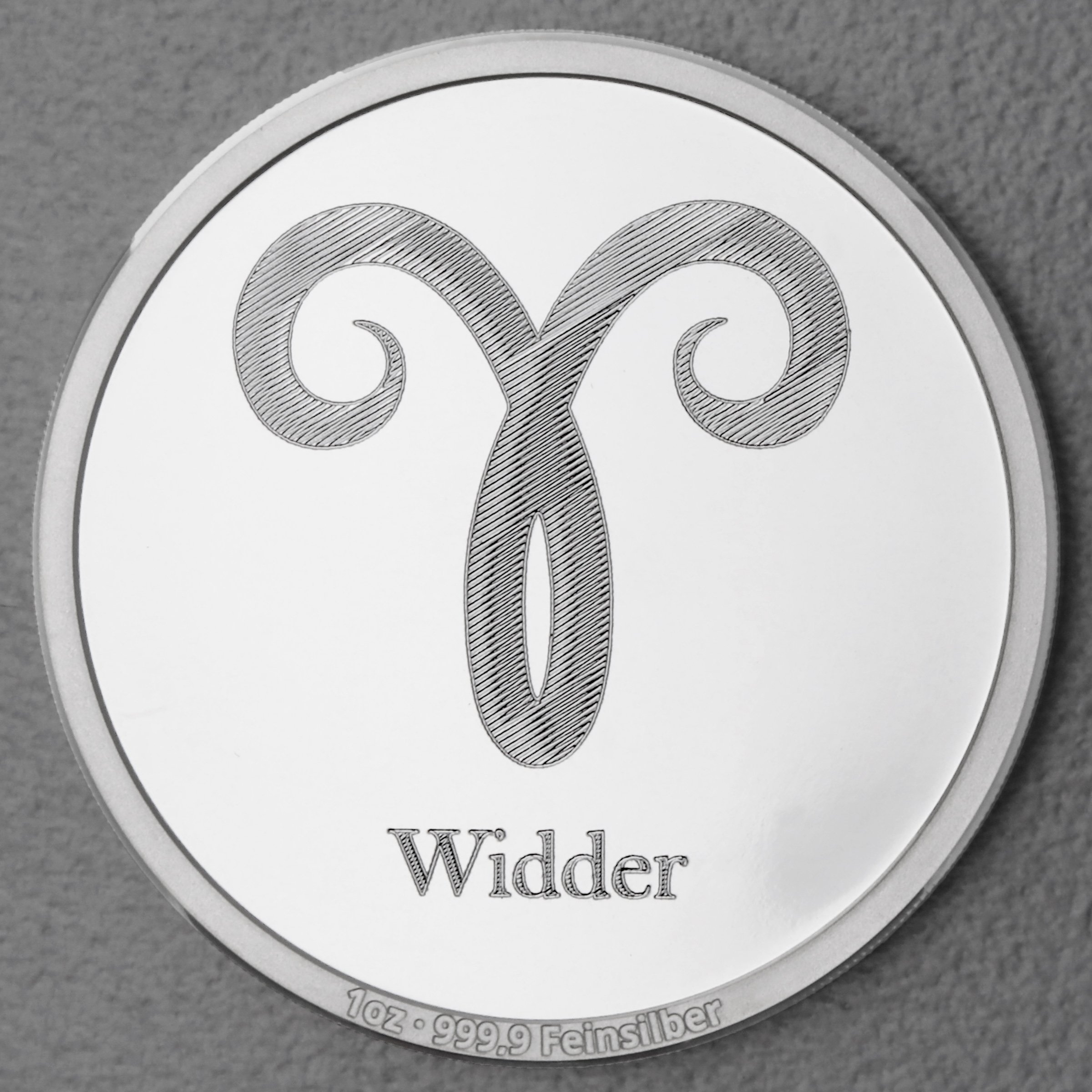 Silbermedaille 1oz "Sternzeichen Widder" Gravurmedaille - Hauptansicht
