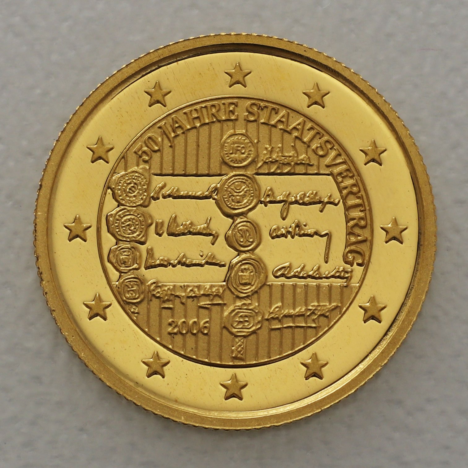 Goldmünze 1/25oz "Österreich" 2006 50 Jahre Staatsvertrag (Liberia) - Hauptansicht