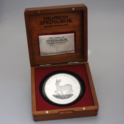 Silbermünze 5oz "African Springbock" 2014 (PP) Kruger National Park (Gabun) - Miniaturansicht 6