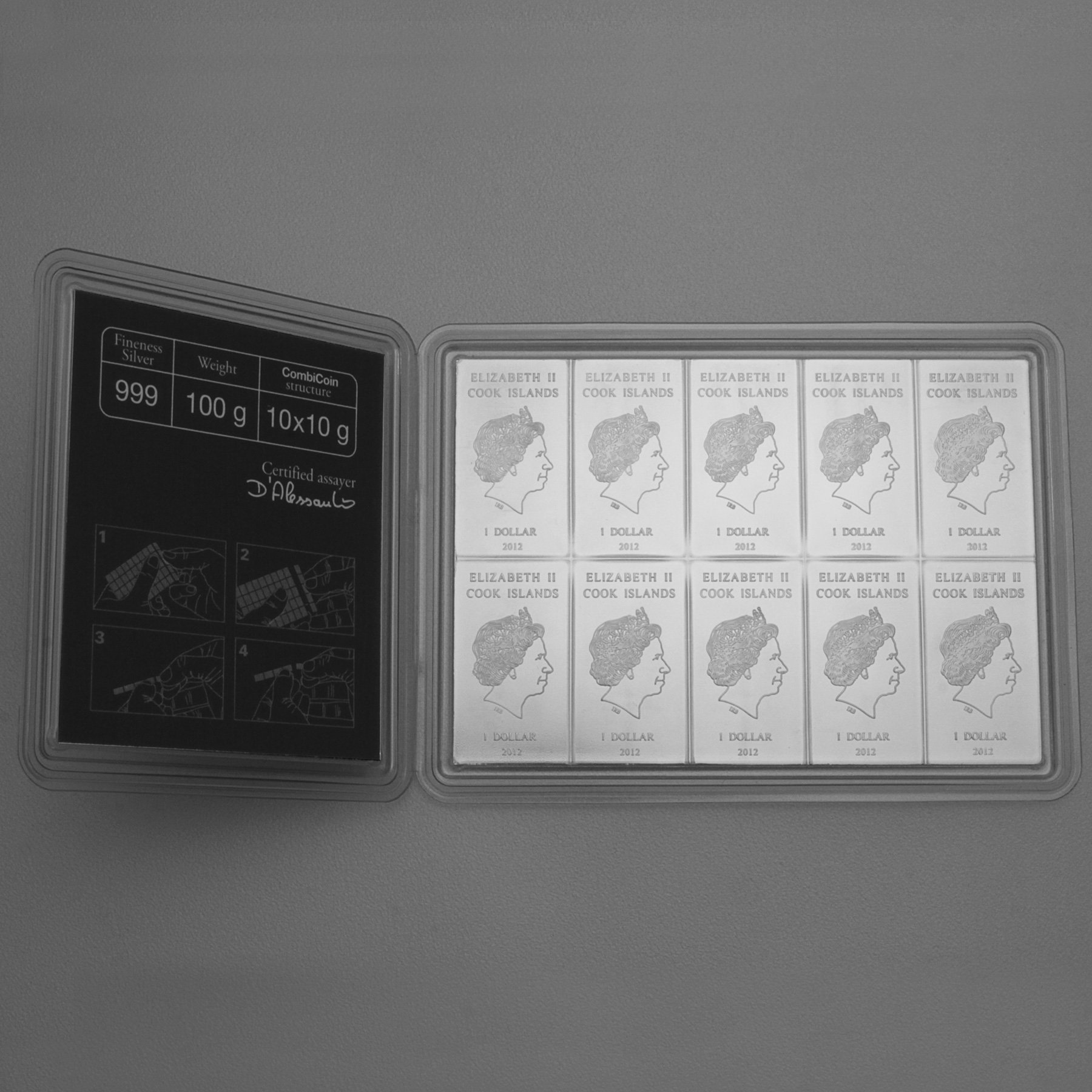 Münztafel 10 x 10g Ag "CombiCoin" 19% (Cook Islands) - Detailansicht 1