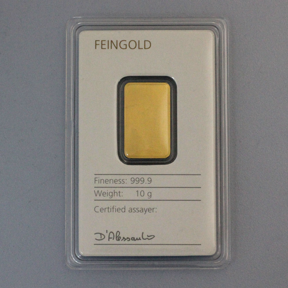 Goldbarren 10g DEGUSSA, im Blister - Detailansicht 1