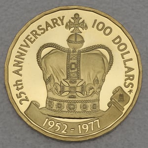 Goldmünze 100 Dollar "Queen s Silver Jubilee" 1977 (Britische Jungferninseln) - Hauptansicht