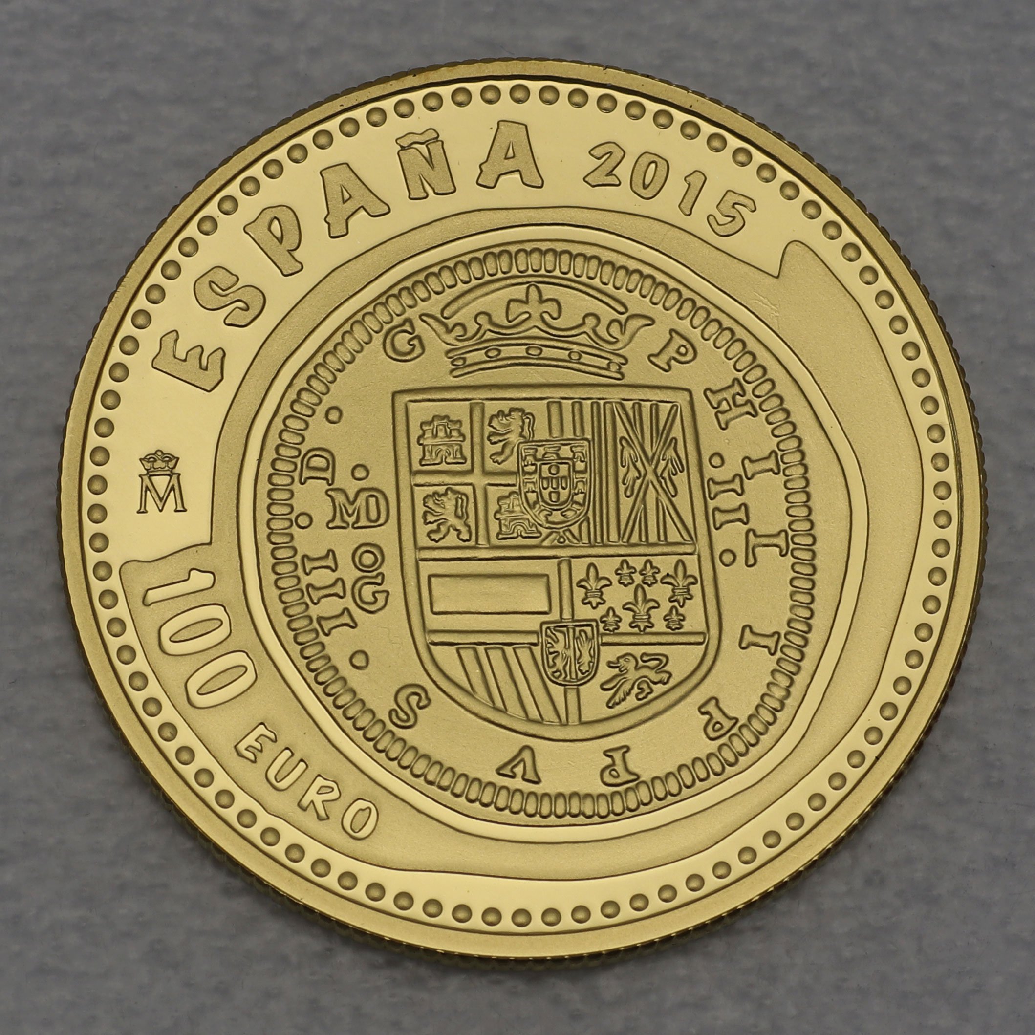 Goldmünze 100 Euro "2 Escudos" 2015 Ceca Madrid 1615 (Spanien) - Hauptansicht
