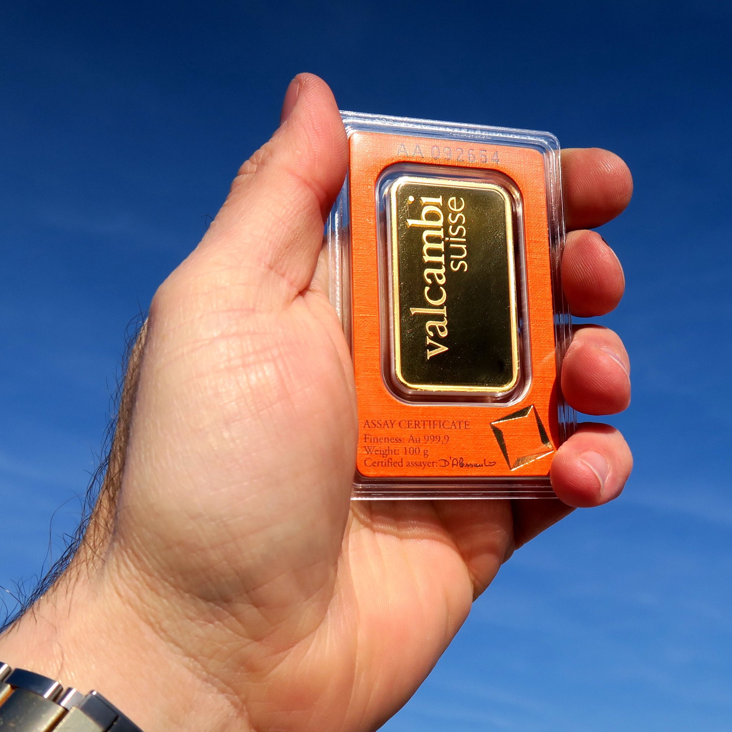 Goldbarren 100g VALCAMBI geprägt - Detailansicht 4