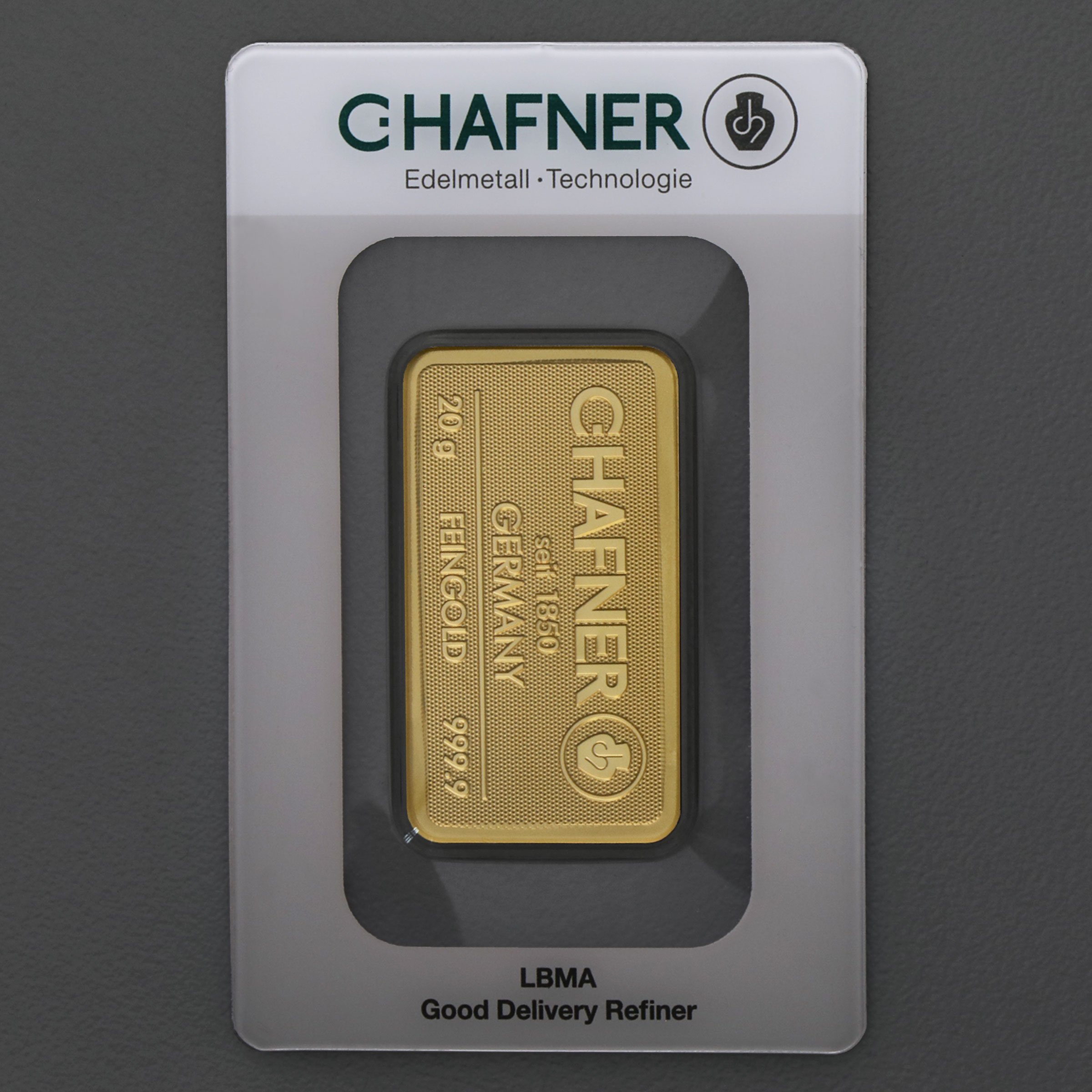 Goldbarren 20g "C.HAFNER - Prägeform" - Hauptansicht