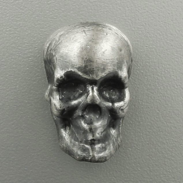 Silber 3-D Barren "Totenkopf" 100g, Patina - Hauptansicht