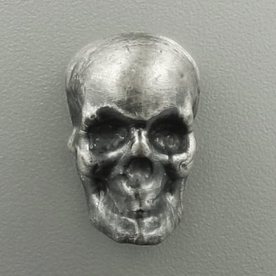 Silber 3-D Barren "Totenkopf" 100g, Patina - Miniaturansicht 1
