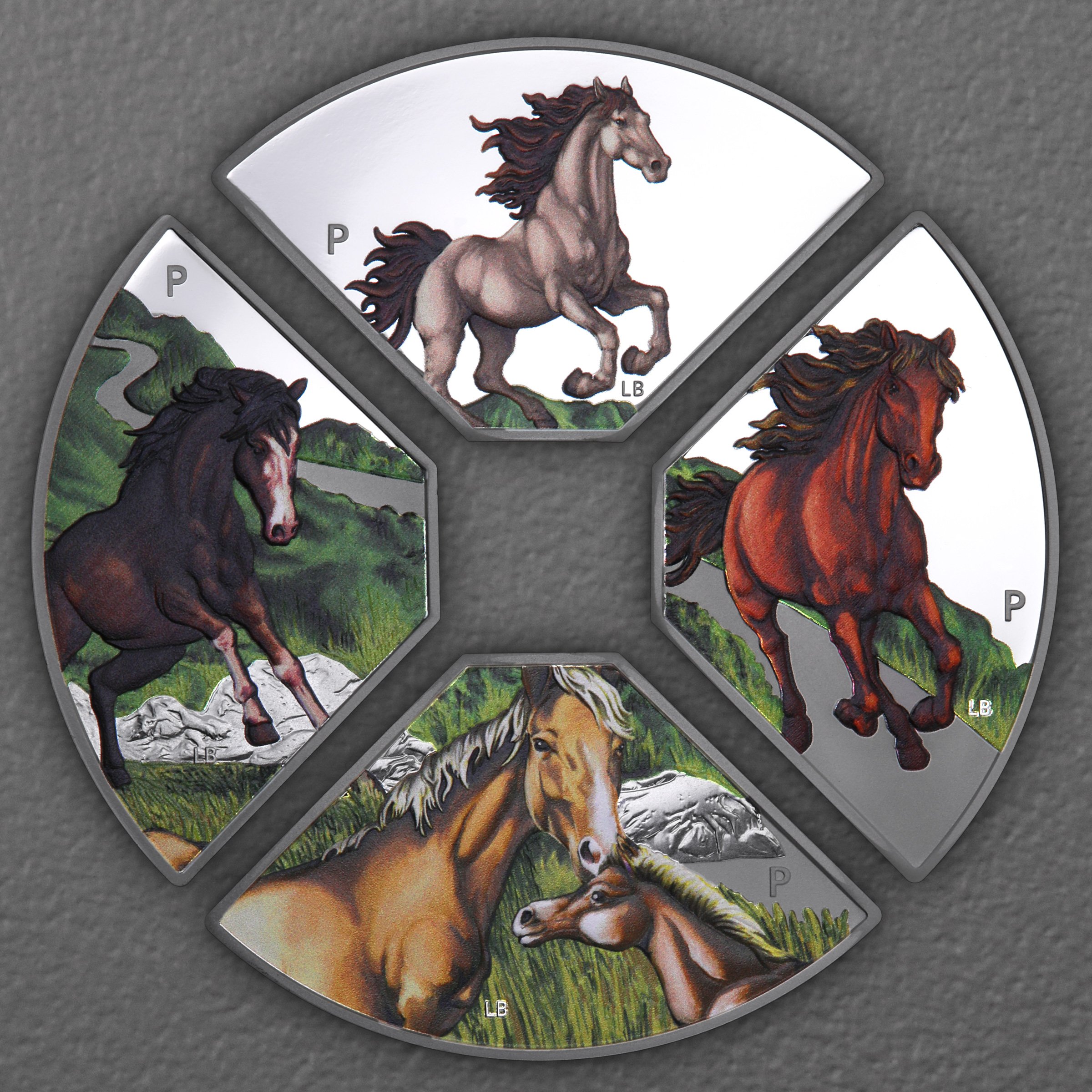 Silbermünzen 4 x 1oz "Pferd" 2026 (PP/koloriert) Set – 4-teilig Quadrant (Tuvalu) - Detailansicht 9