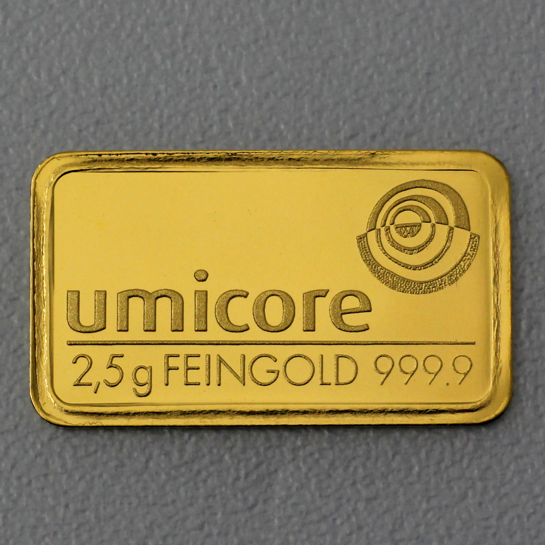 Goldbarren 2,5g UMICORE geprägt - Hauptansicht