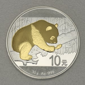 Silbermünze 30g "Panda" 2016 (vergoldet) (China) - Miniaturansicht 1
