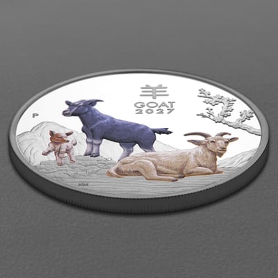 Silbermünze 3 x 1oz "Ziege" 2027 (PP/kol./verg.) Set 3-teilig Lunar III (Australien) - Miniaturansicht 8