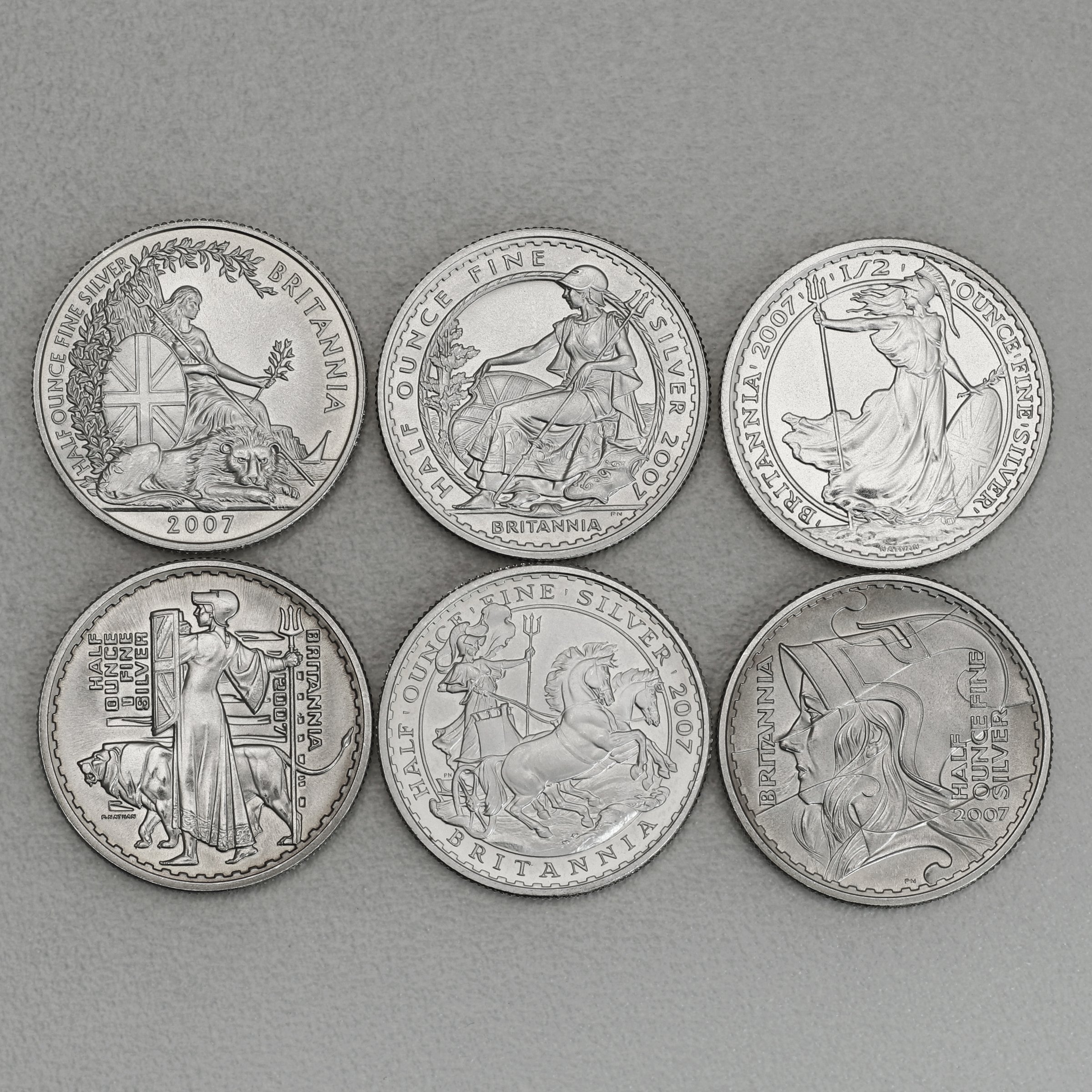 Silbermünzen 6 x 1/2oz "Britannia" 2007 (Satin PP) 20th Anniversary Set – 6-teilig (Großbritannien) - Hauptansicht
