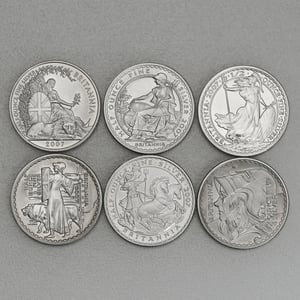 Silbermünzen 6 x 1/2oz "Britannia" 2007 (Satin PP) 20th Anniversary Set – 6-teilig (Großbritannien) - Hauptansicht