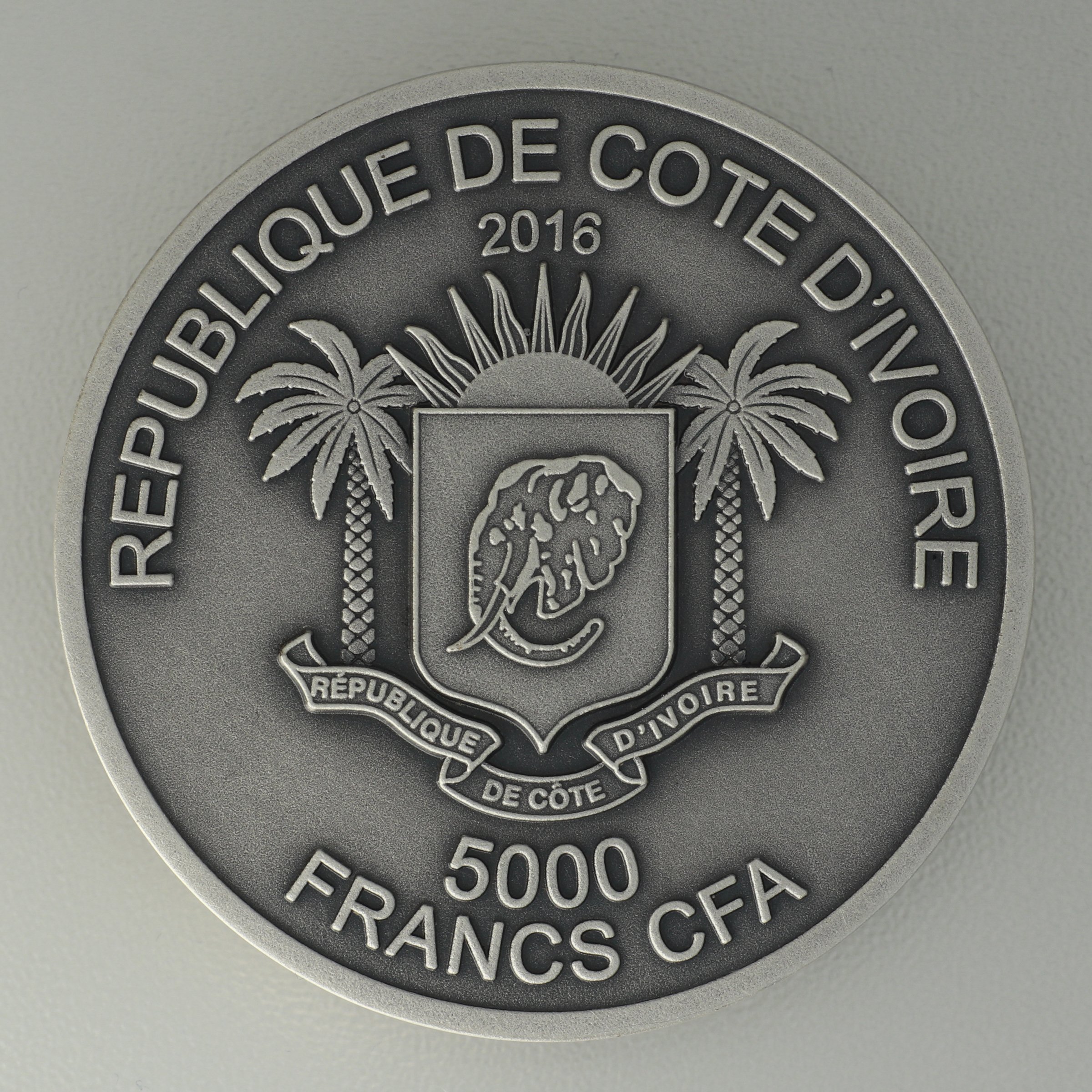 Silbermünze 5oz "Löwe" 2016 (AF/HR) Mauquoy Haut Relief (Elfenbeinküste) - Detailansicht 1